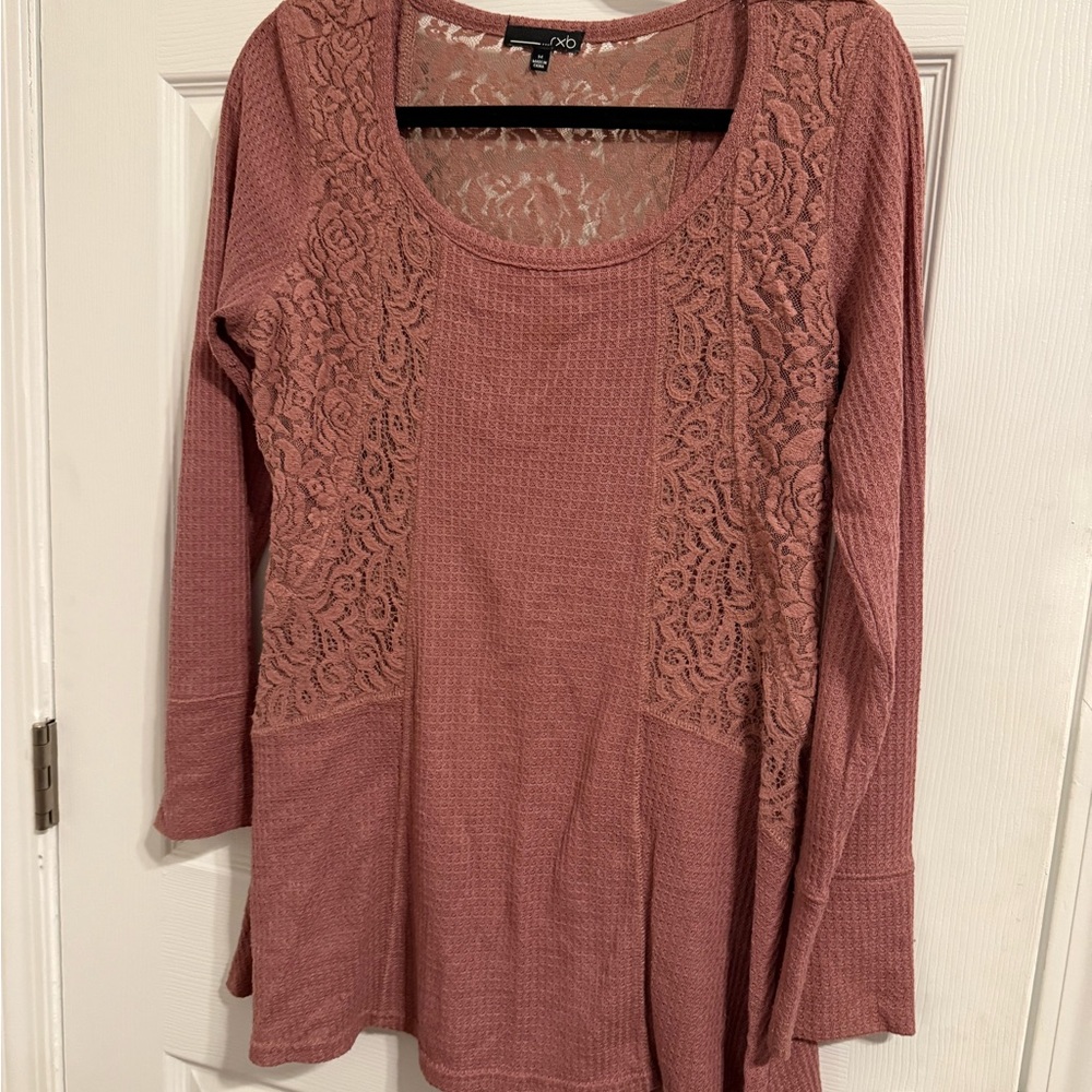 Pink Lace Detail Women's Top
